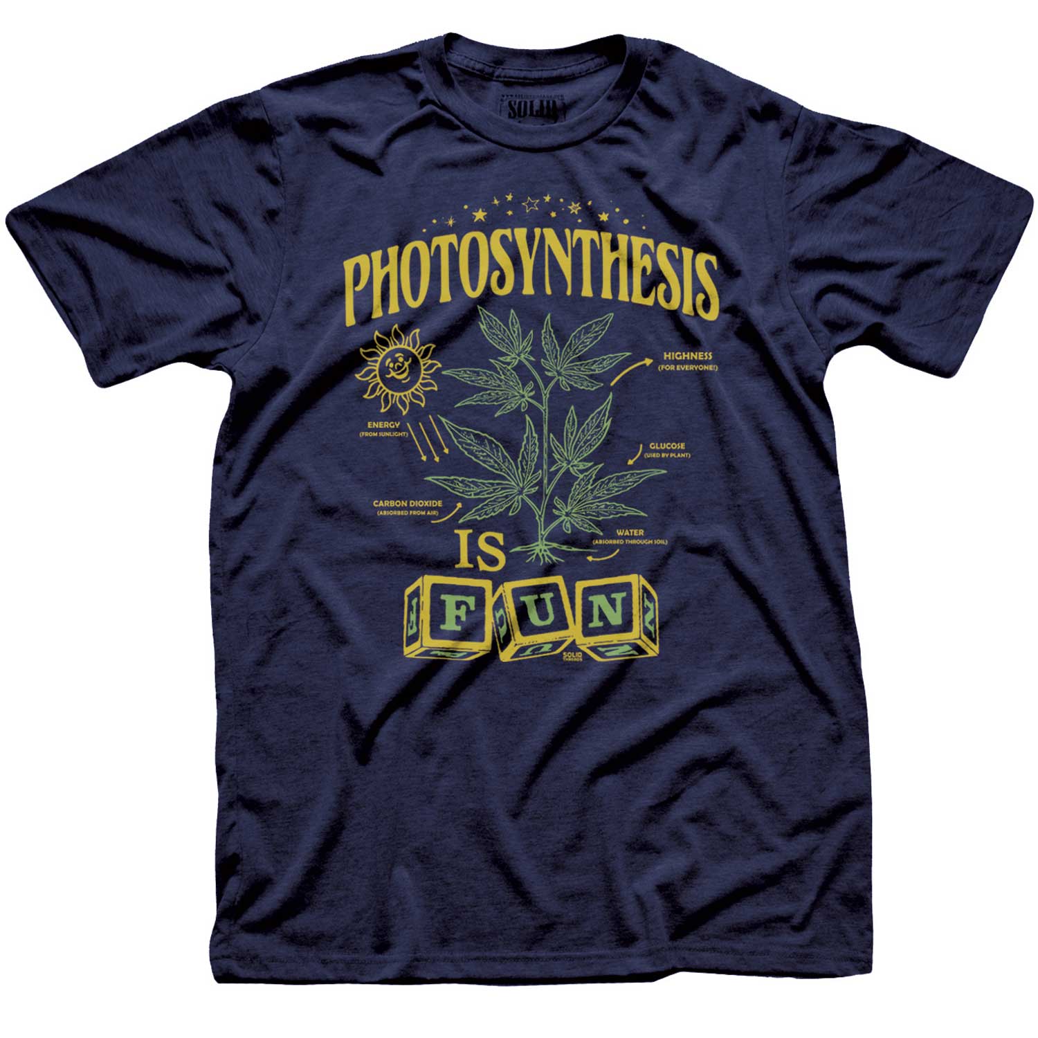 Men's Photosynthesis is Fun Graphic Tee | Funny Marijuana Triblend T-Shirt on Model | SOLID THREADS
