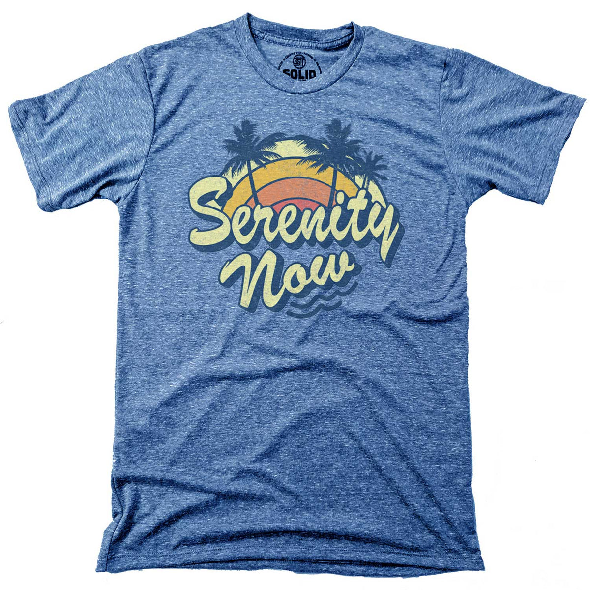 Men&#39;s Serenity Now Cool Seinfeld Graphic T-Shirt | Vintage Beach Vacation Tee | Solid Threads