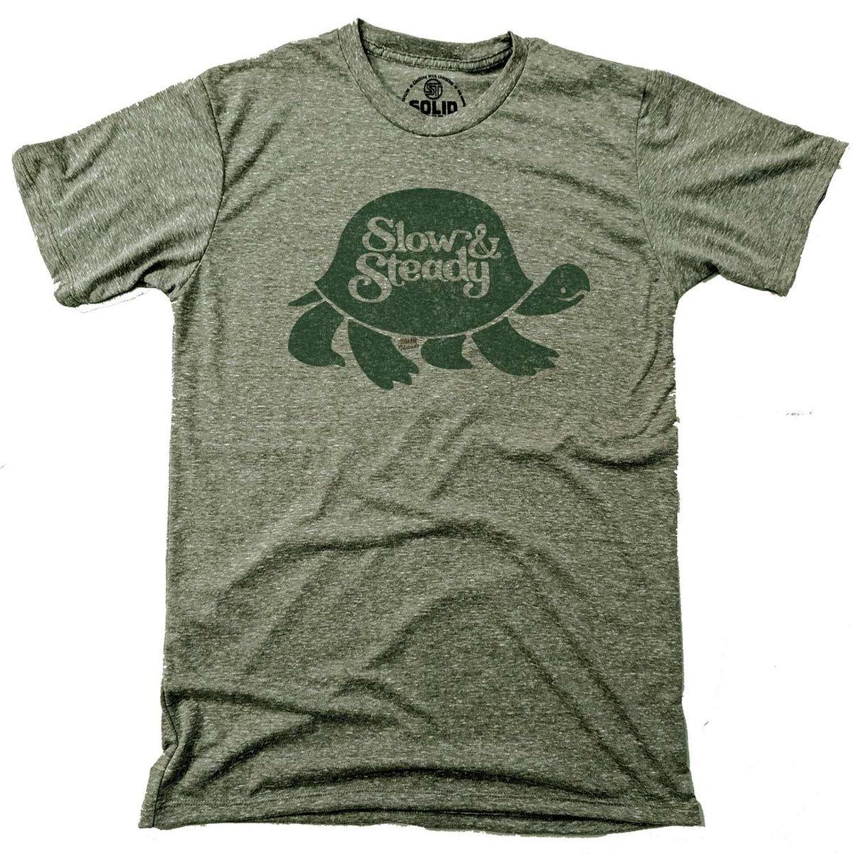 Men&#39;s Slow and Steady Vintage Turtle Graphic Tee | Funny Animal T-Shirt | SOLID THREADS