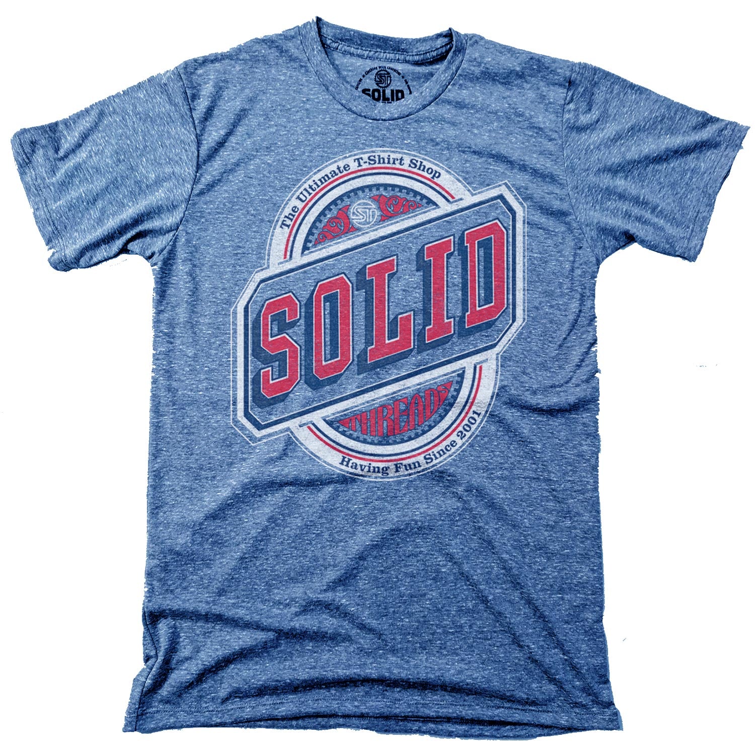 Men's Solid Threads Logo Cool Graphic T-Shirt | Retro Craft Beer Label Triblend Tee | Solid Threads
