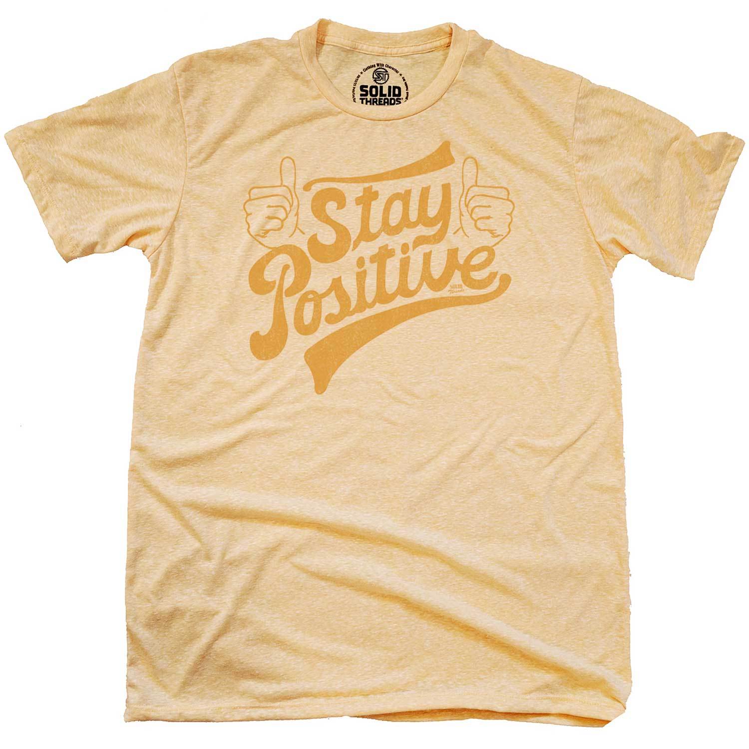 Men's Stay Positive Cool Graphic T-Shirt | Retro Wholesome Happiness Tee | Solid Threads