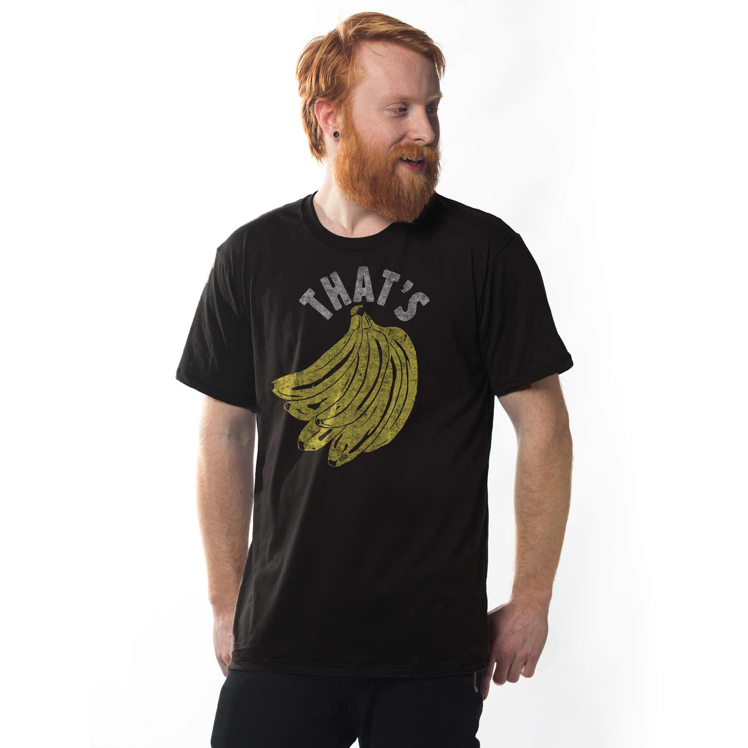 Retro Men's That's Bananas Funny Graphic Tee | Cool Vegan Brown T-shirt on Model | SOLID THREADS