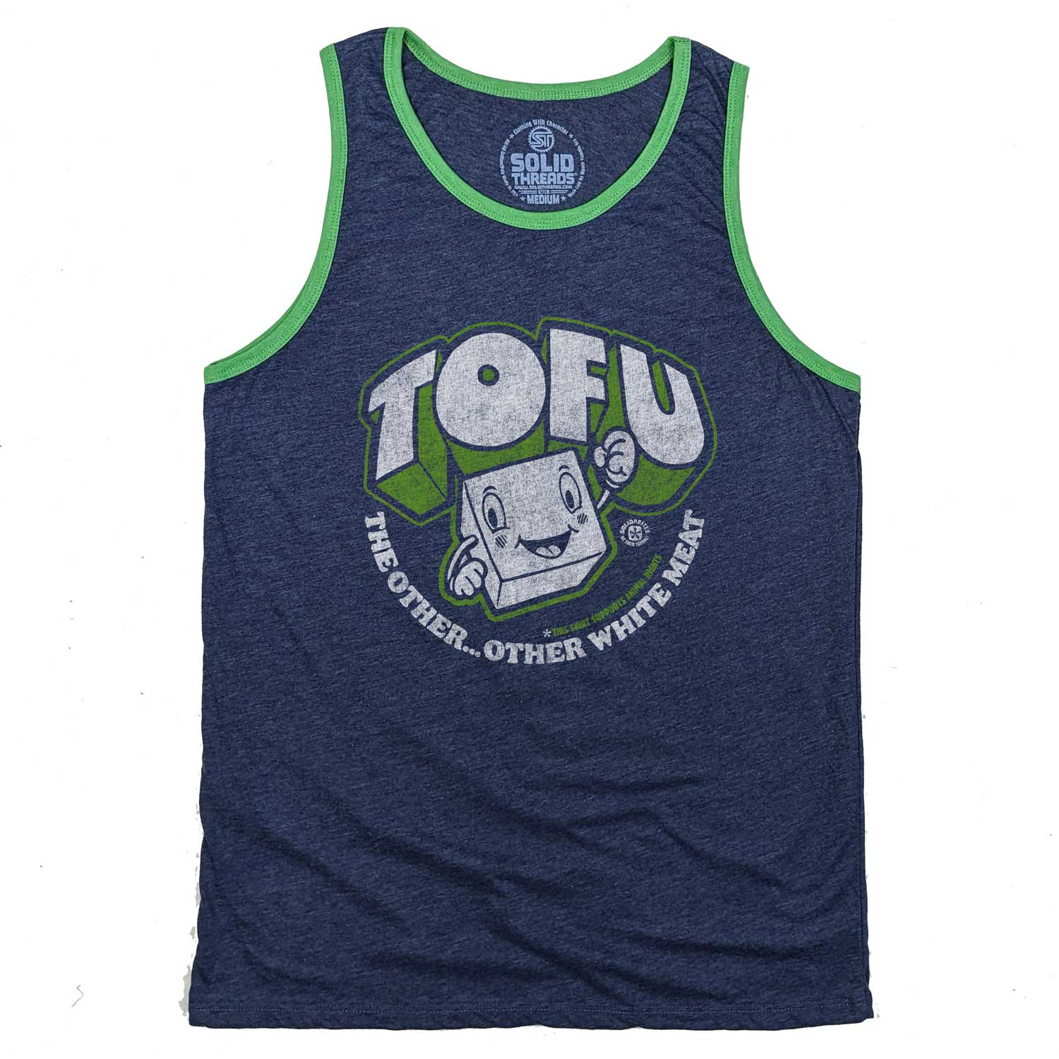 Men's Tofu, The Other Other White Meat Vintage Graphic Tank Top | Cool Animal Rights T-shirt | Solid Threads
