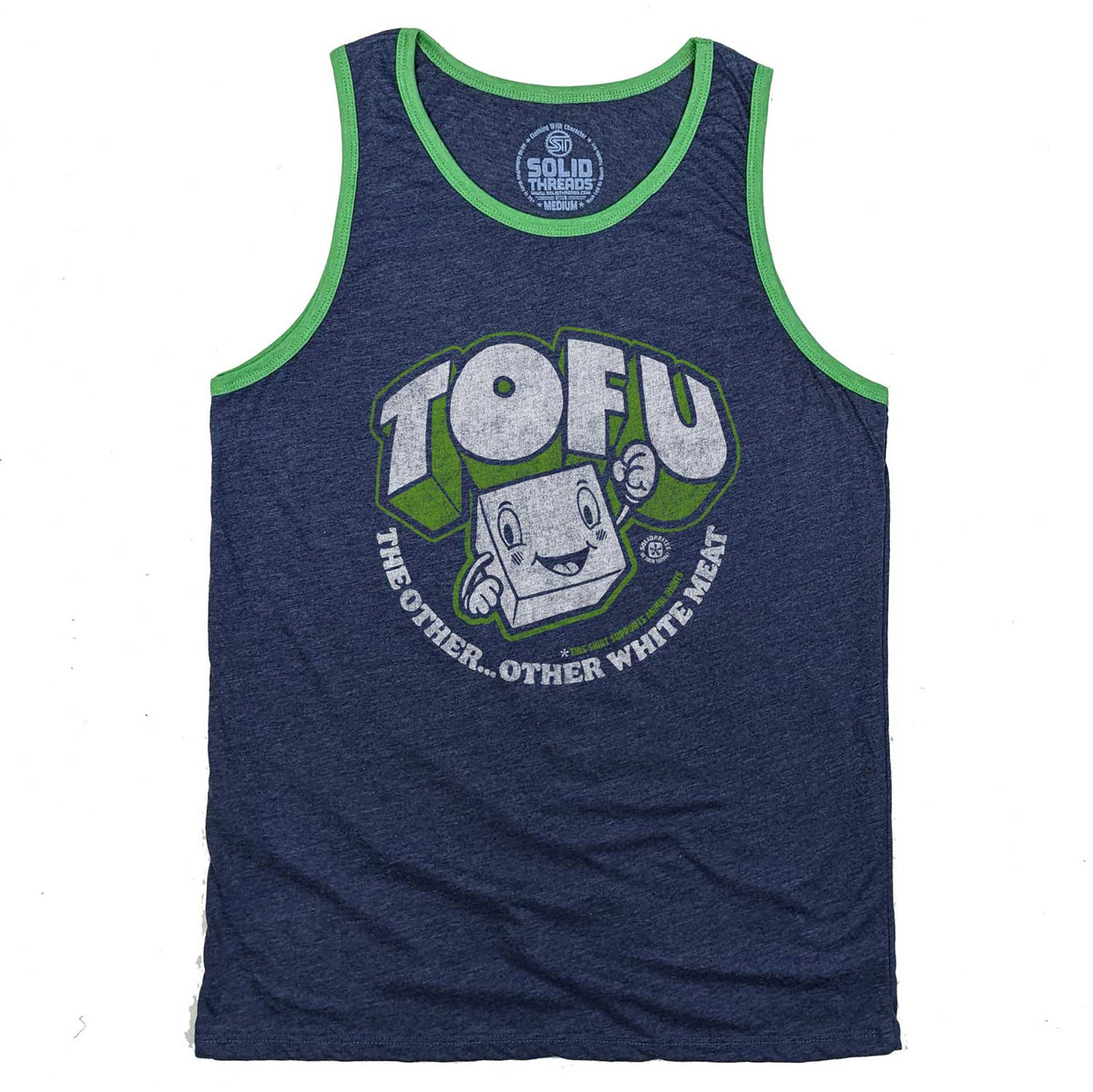 Men&#39;s Tofu, The Other Other White Meat Vintage Graphic Tank Top | Cool Animal Rights T-shirt | Solid Threads
