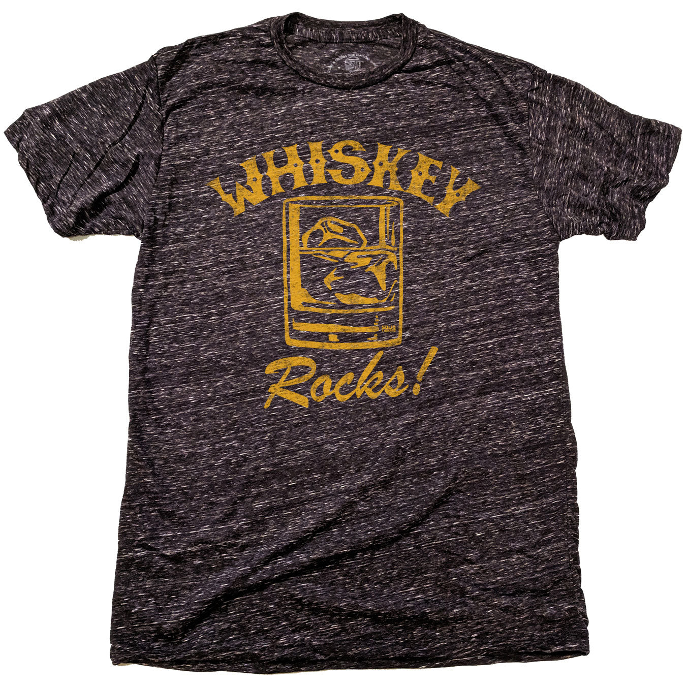 Men's Whiskey Rocks Vintage Distillery Graphic T-Shirt | Funny Drinking Triblend Tee | Solid Threads