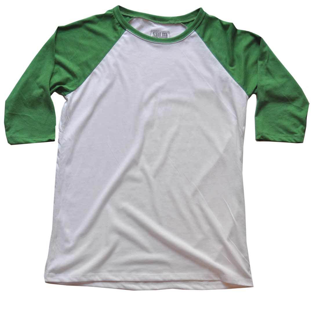 Men&#39;s Solid Threads Raglan Baseball White/Kelly T-shirt