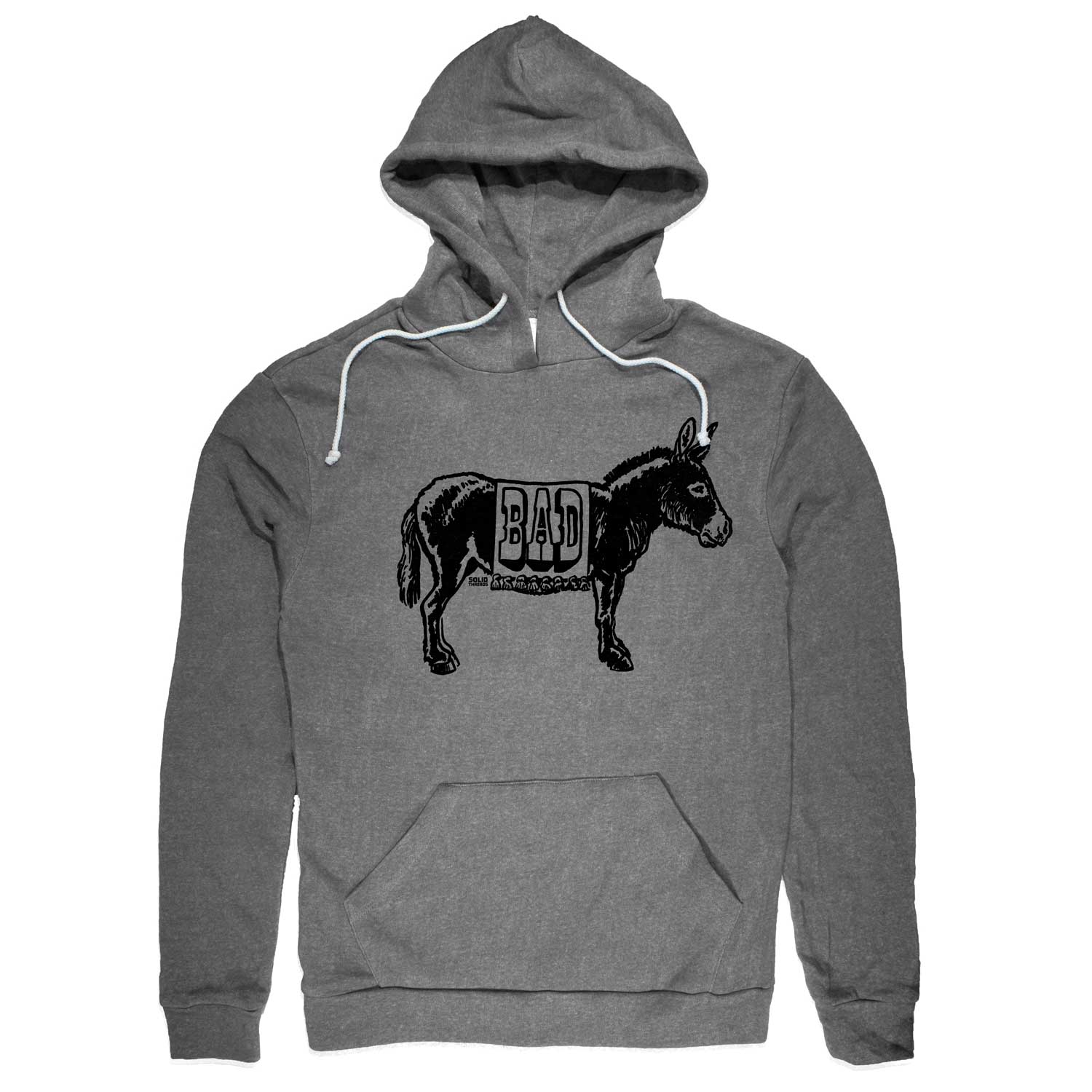 Bad Ass Cool Vintage Graphic Hoodie | Funny Donkey Sweatshirt | Solid Threads