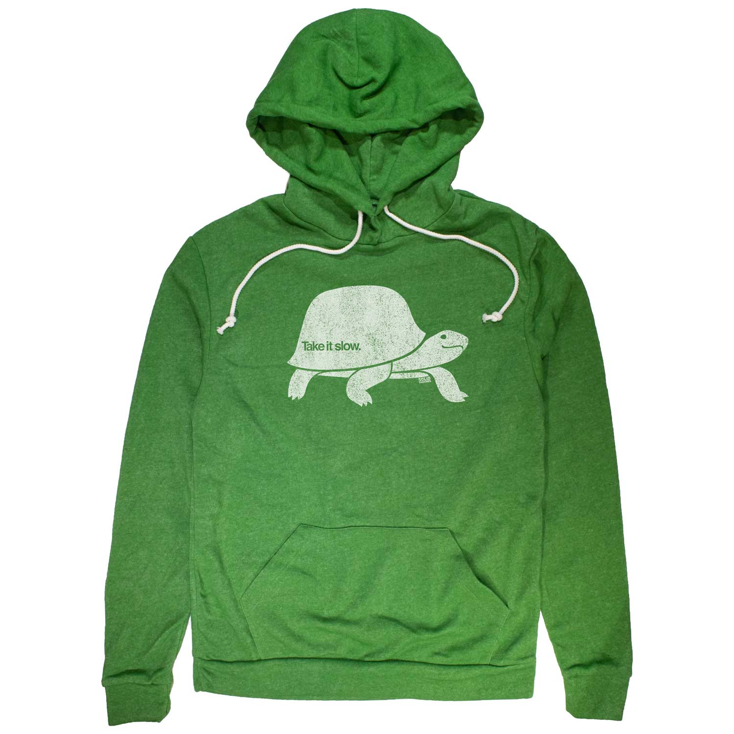 Take It Slow Vintage Pullover Hoodie | Funny Turtle Graphic | Solid Threads