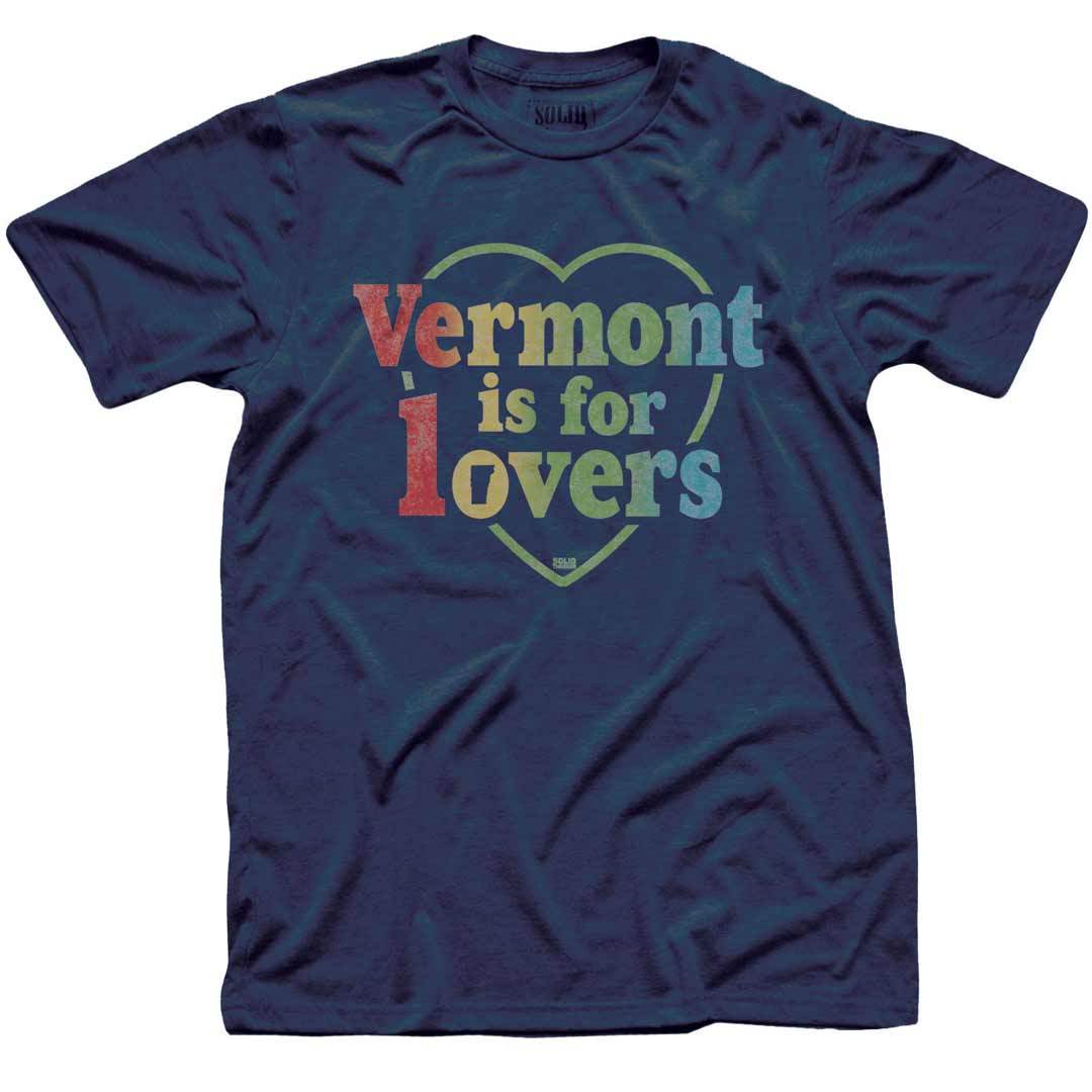 Men&#39;s Vermont is for Lovers Retro Travel Graphic Tee | Cool Green Mountains T-Shirt | SOLID THREADS