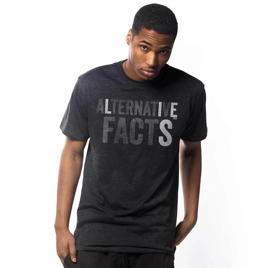 Men's Alternative Facts Vintage Graphic T-Shirt | Funny Anti Trump Tee On Model | Solid Threads