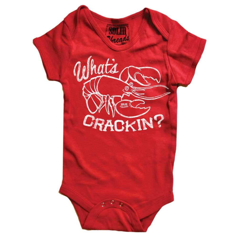 Baby What's Crackin Funny Beach Graphic One Piece | Retro Summer Lobster Romper | SOLID THREADS