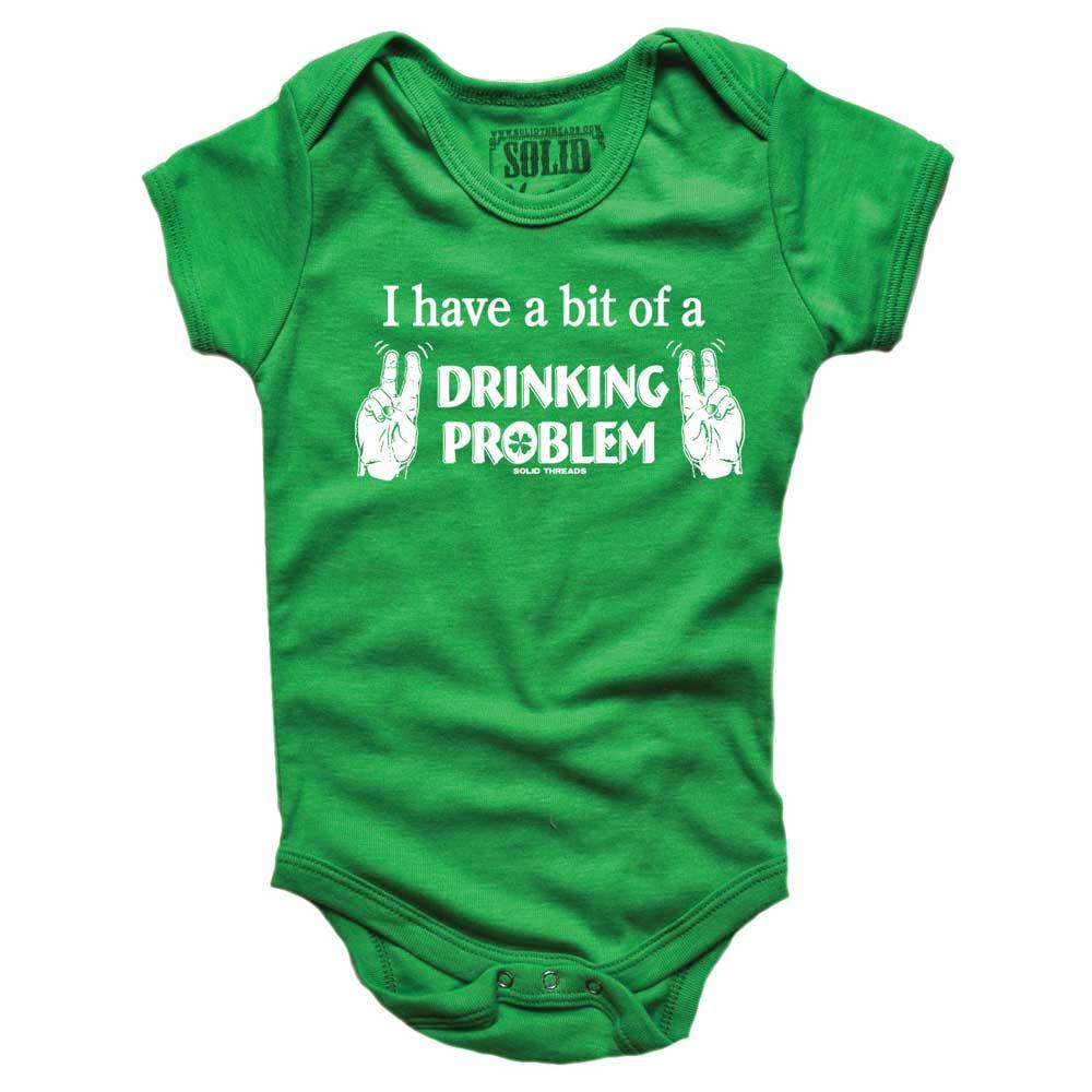Baby Have A Bit Drinking Problem Retro Graphic One Piece | Funny Party Soft Romper | Solid Threads