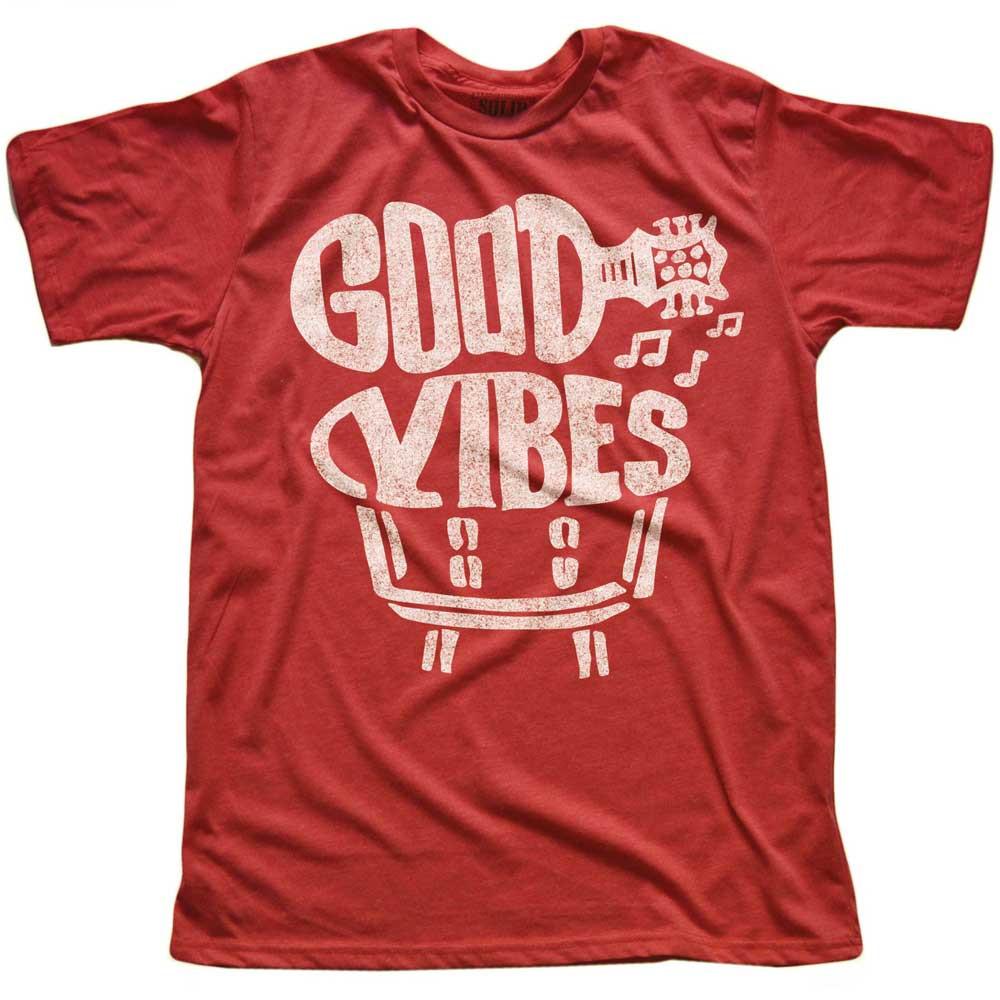Men&#39;s Good Vibes Cool Reggae Soft Graphic T-Shirt | Vintage Music Tee | Solid Threads