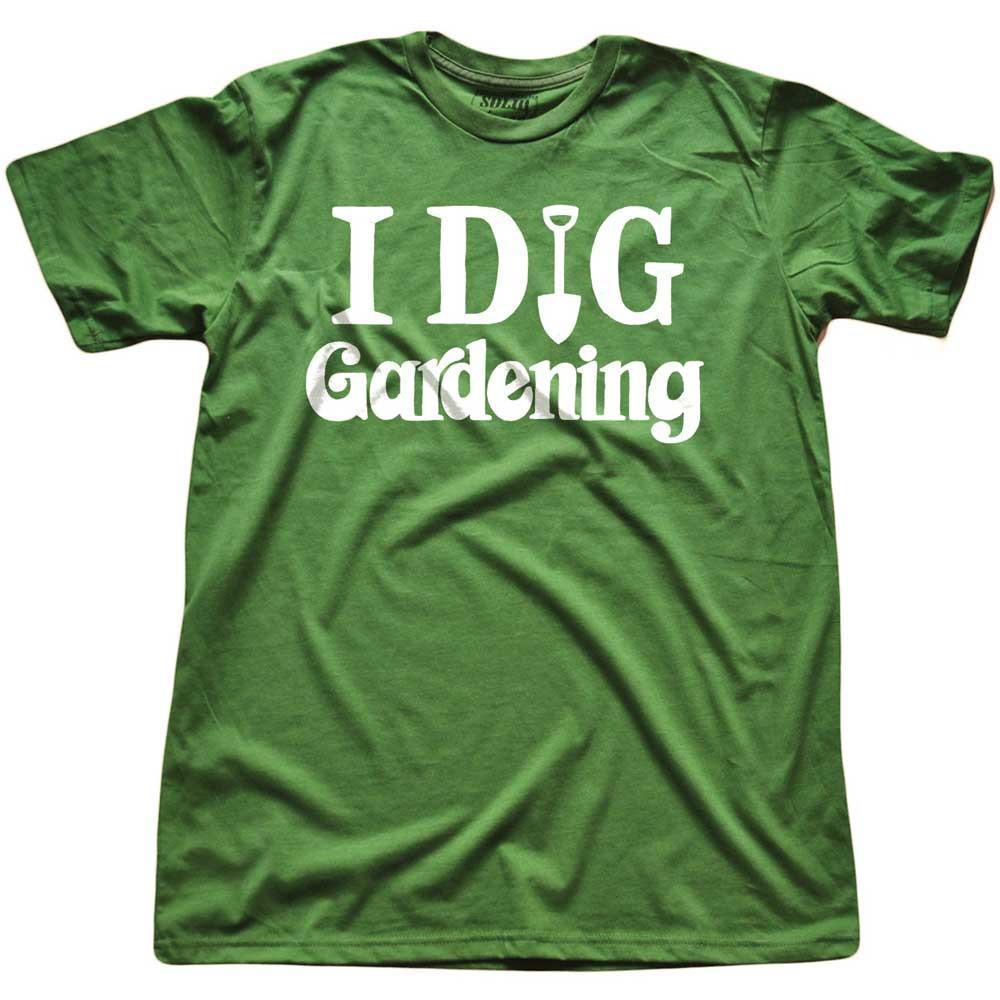 Men's I Dig Gardening Vintage Farming Graphic Tee | Retro Green Thumb Soft T-Shirt | Solid Threads