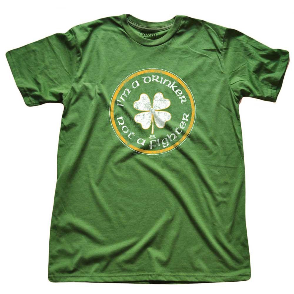 Men's Drinker Not a Fighter Vintage Graphic Tee | Funny Drinking Soft Blend T-Shirt | Solid Threads