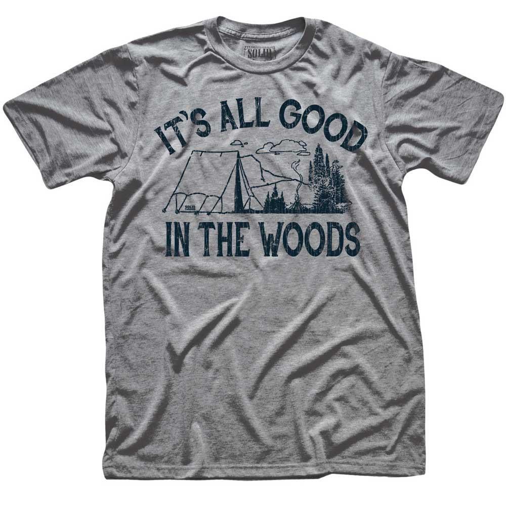 Men&#39;s All Good In The Woods Funny Hiking Graphic Tee | Retro Nature Triblend T-shirt | SOLID THREADS