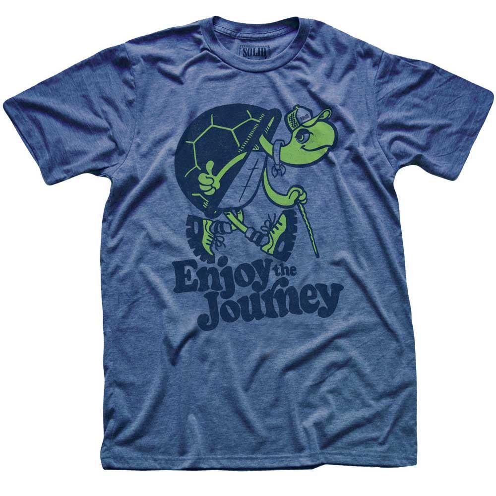 Men&#39;s Turtle Enjoy The Journey Cool Graphic T-Shirt | Vintage Mindfulness Tee | Solid Threads