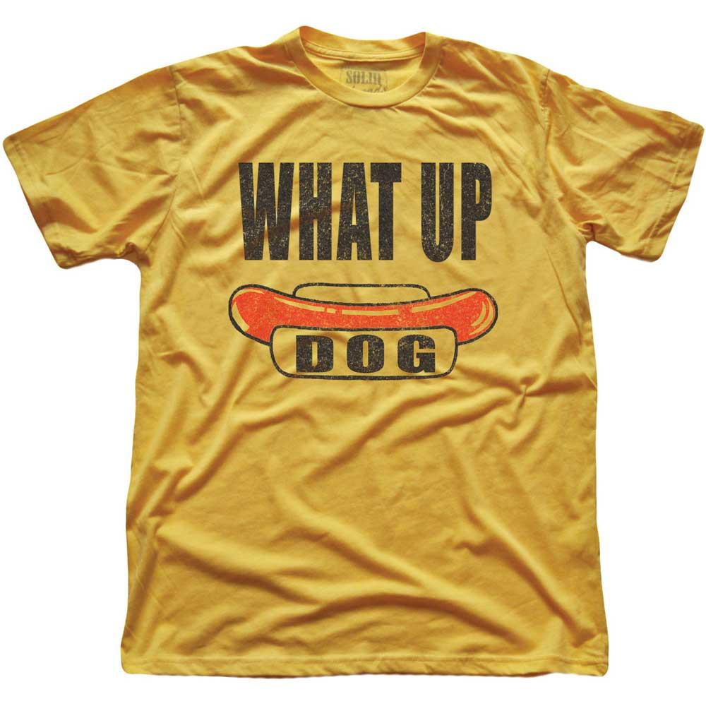 Men's What Up Dog Vintage Graphic T-Shirt | Funny Cooking Barbecue Soft Tee | Solid Threads