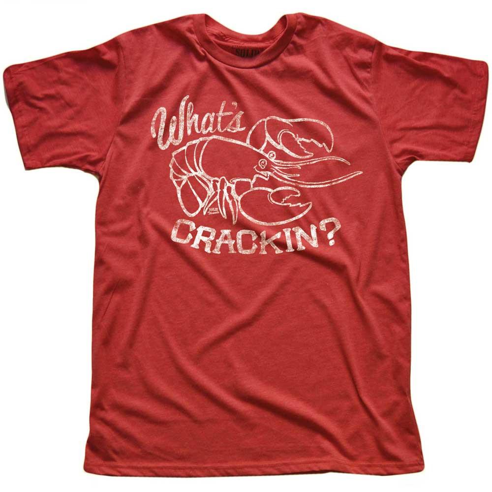 Vintage Men&#39;s What&#39;s Crackin Funny Graphic Tee | Retro Summer Lobster Feast T-shirt | SOLID THREADS
