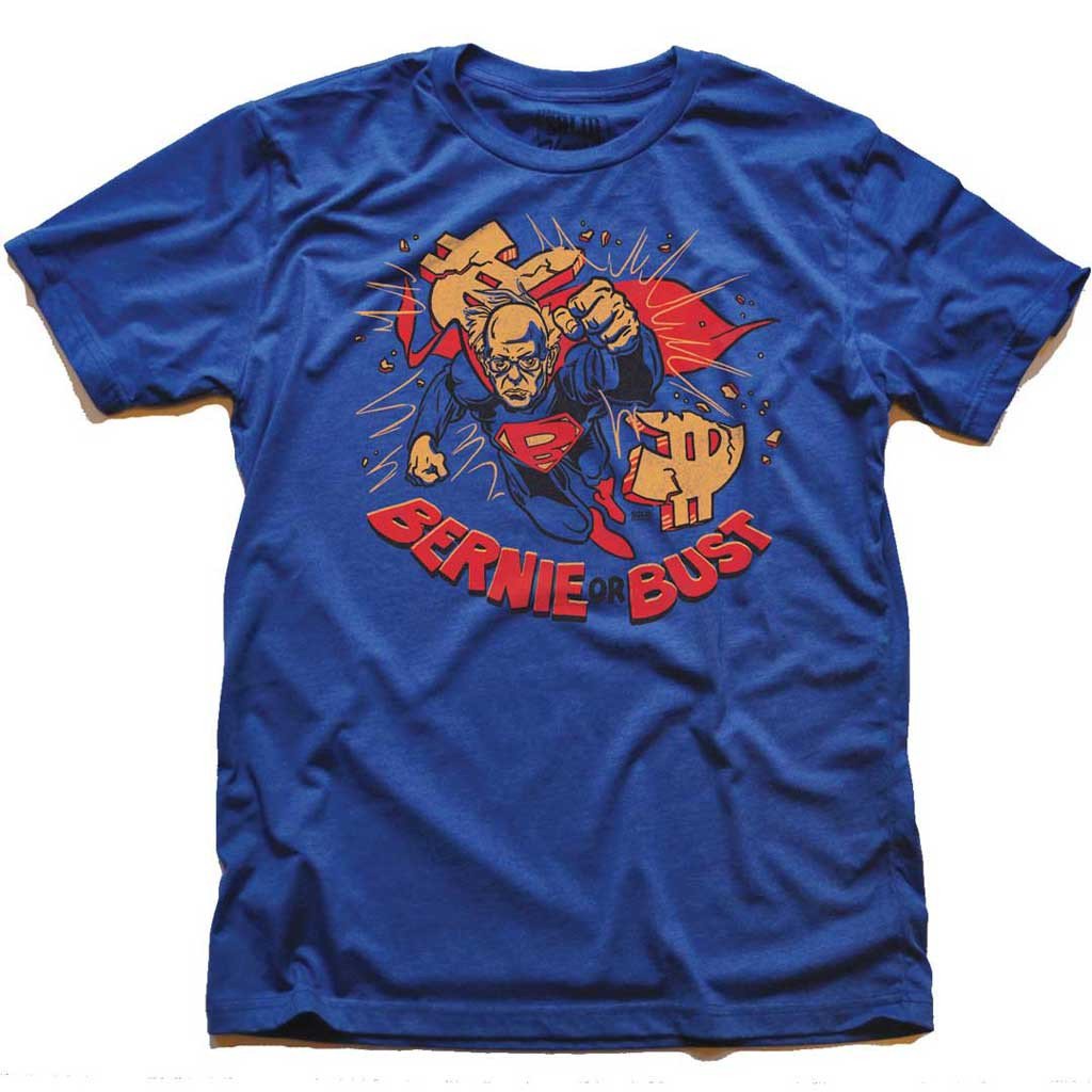 Men&#39;s Bernie Or Bust Cool Graphic T-Shirt | Vintage Left Politics Tee | Solid Threads