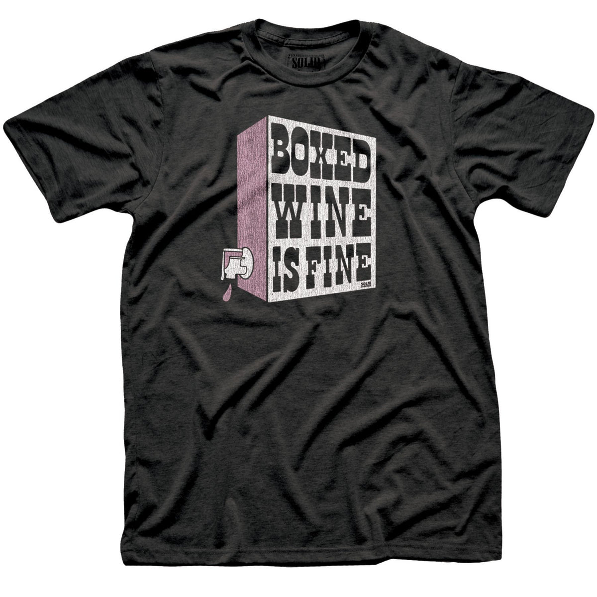 Men&#39;s Boxed Wine Is Fine Cool Party Graphic T-Shirt | Vintage Drinking Tee | Solid Threads