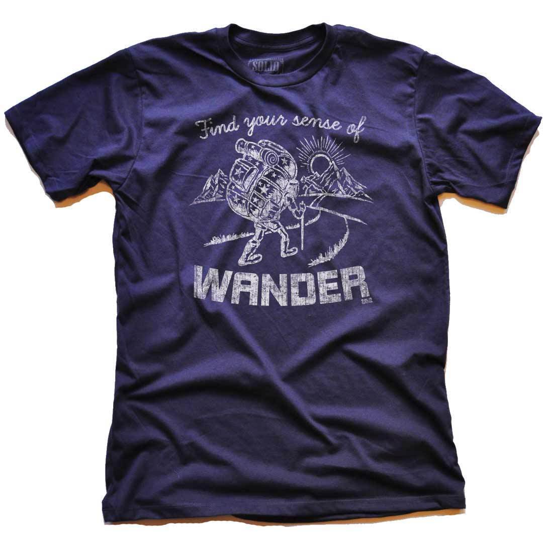 Men&#39;s Find Your Sense Of Wander Cool Graphic T-Shirt | Vintage Travel Tee | Solid Threads