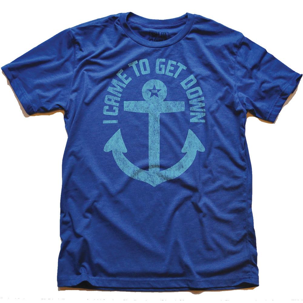Men's I Came To Get Down Vintage Beach Graphic Tee | Funny Ocean Anchor Navy T-shirt | SOLID THREADS