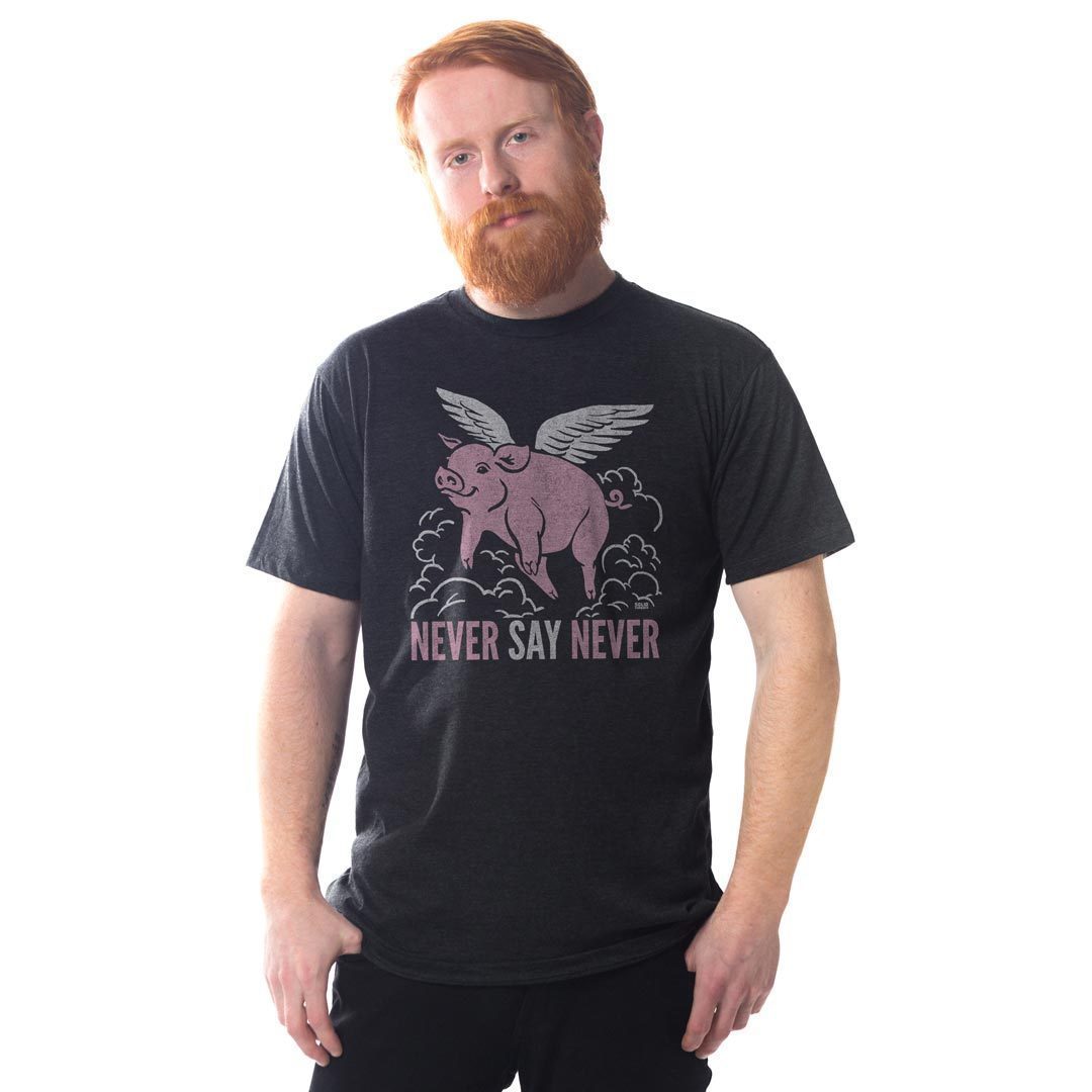 Men's Never Say Never Vintage Daydreamer Graphic Tee | Funny When Pigs Fly T-shirt | SOLID THREADS