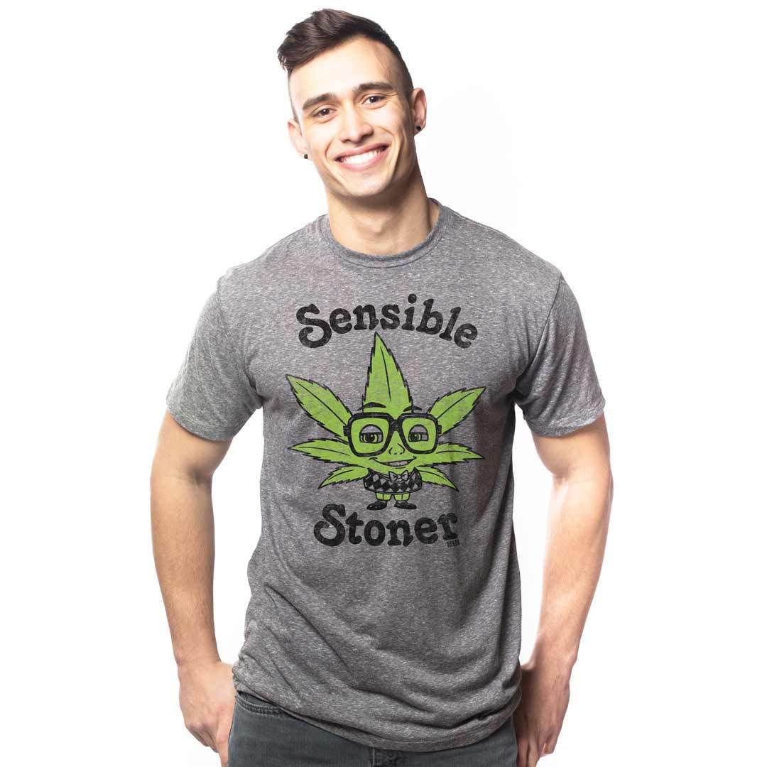 Men's Sensible Stoner Vintage Graphic T-Shirt | Funny Marijuana Tee On Model | Solid Threads
