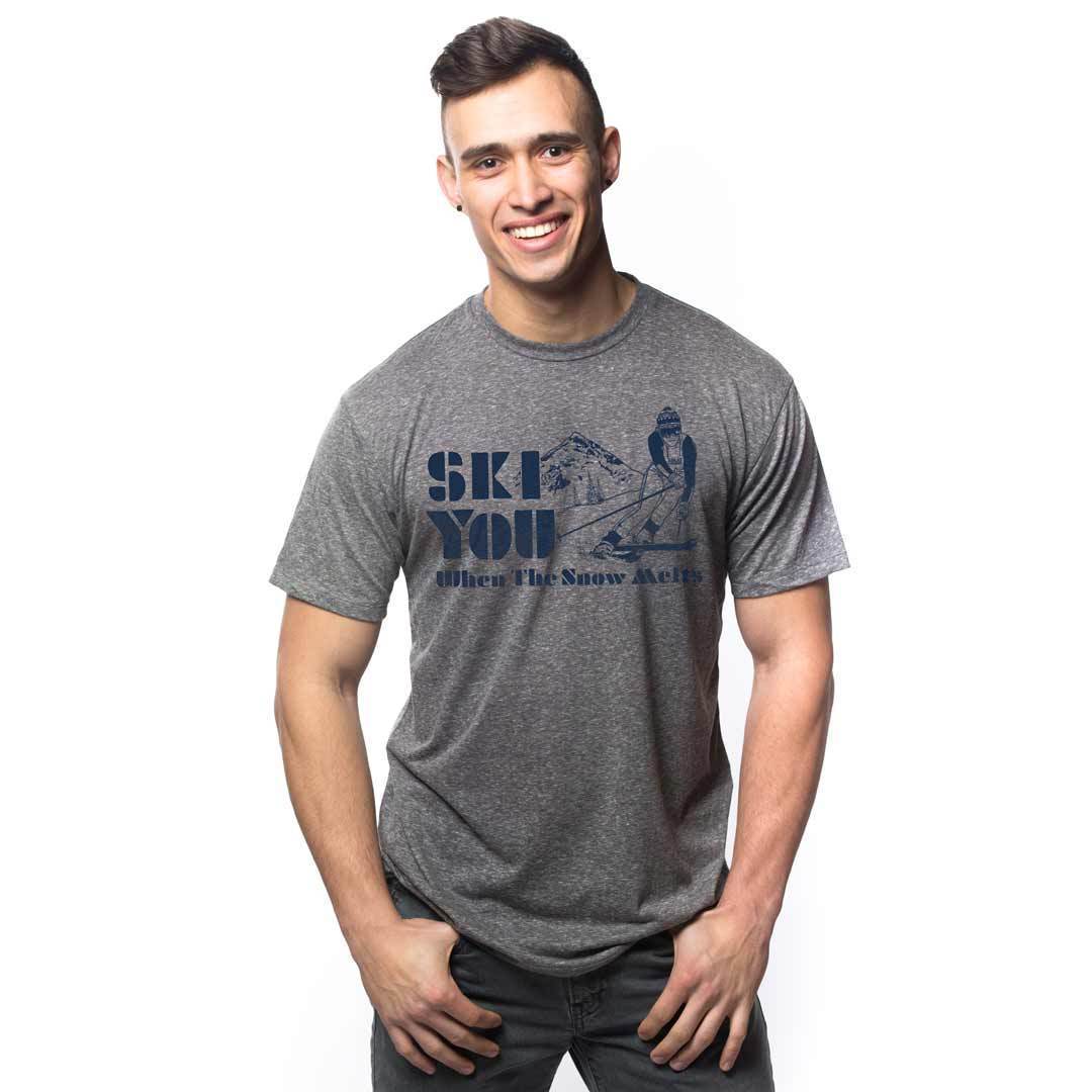 Men's Ski You When Snow Melts Vintage Graphic T-Shirt | Funny Mountain Tee on Model | Solid Threads