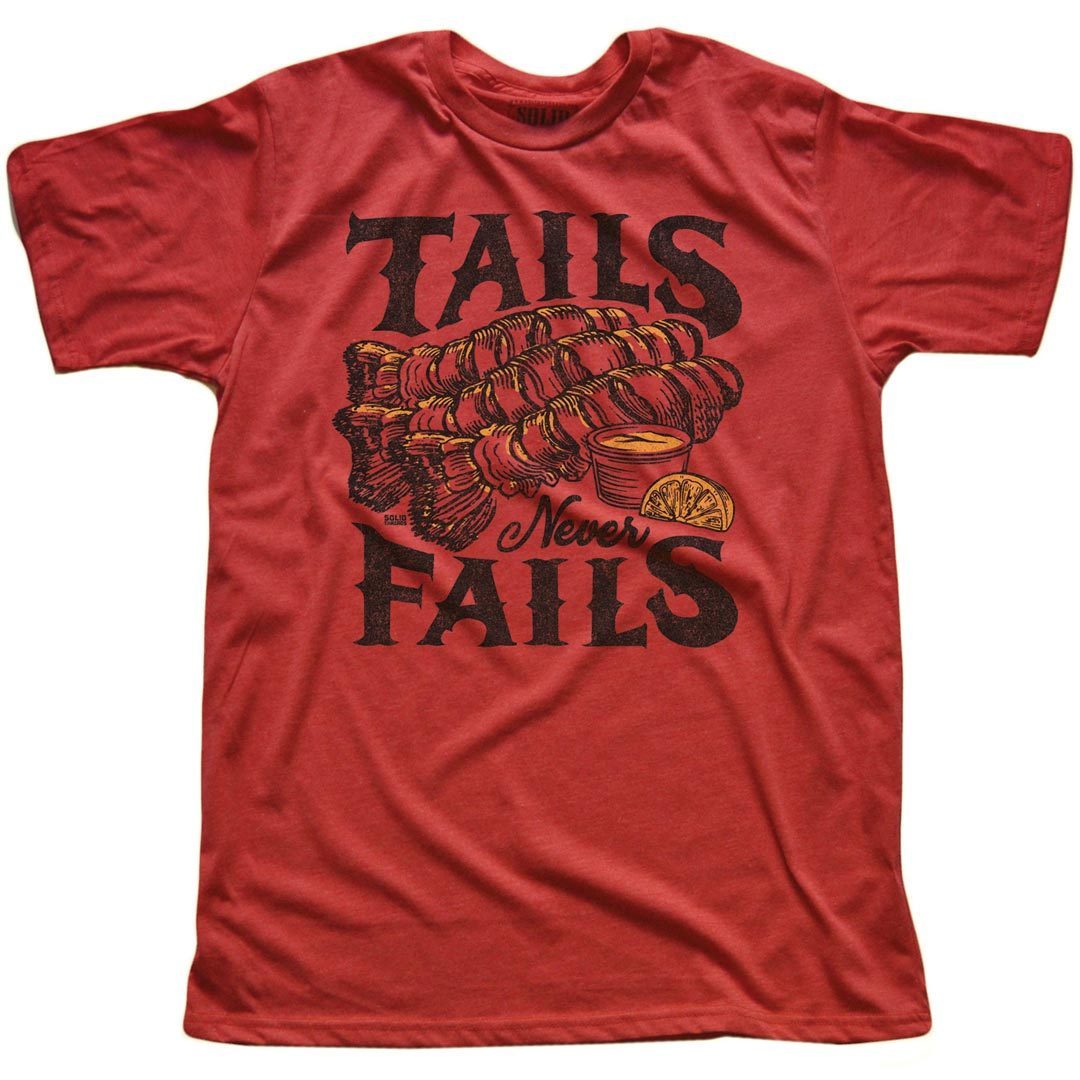 Men&#39;s Tails Never Fails Vintage Beach Graphic T-Shirt | Funny Lobster Fest Tee | Solid Threads