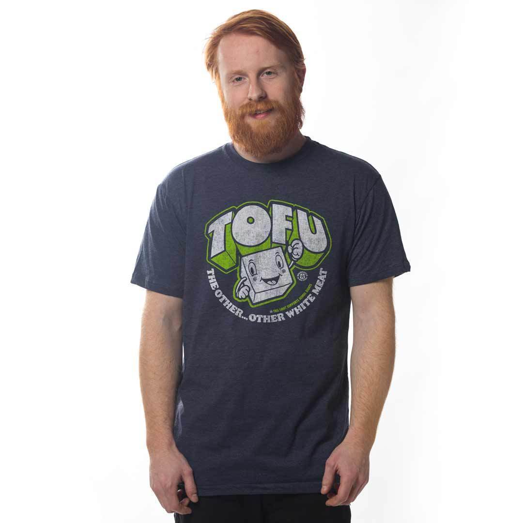 Men's Tofu The Other White Meat Vintage Graphic Tee | Funny Vegan T-shirt on Model | SOLID THREADS