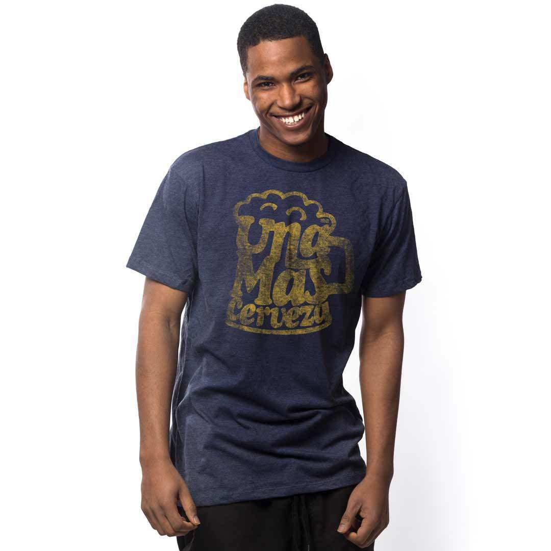Men's Una Mas Cerveza Cool Graphic T-Shirt | Vintage Drinking Tee On Model | Solid Threads