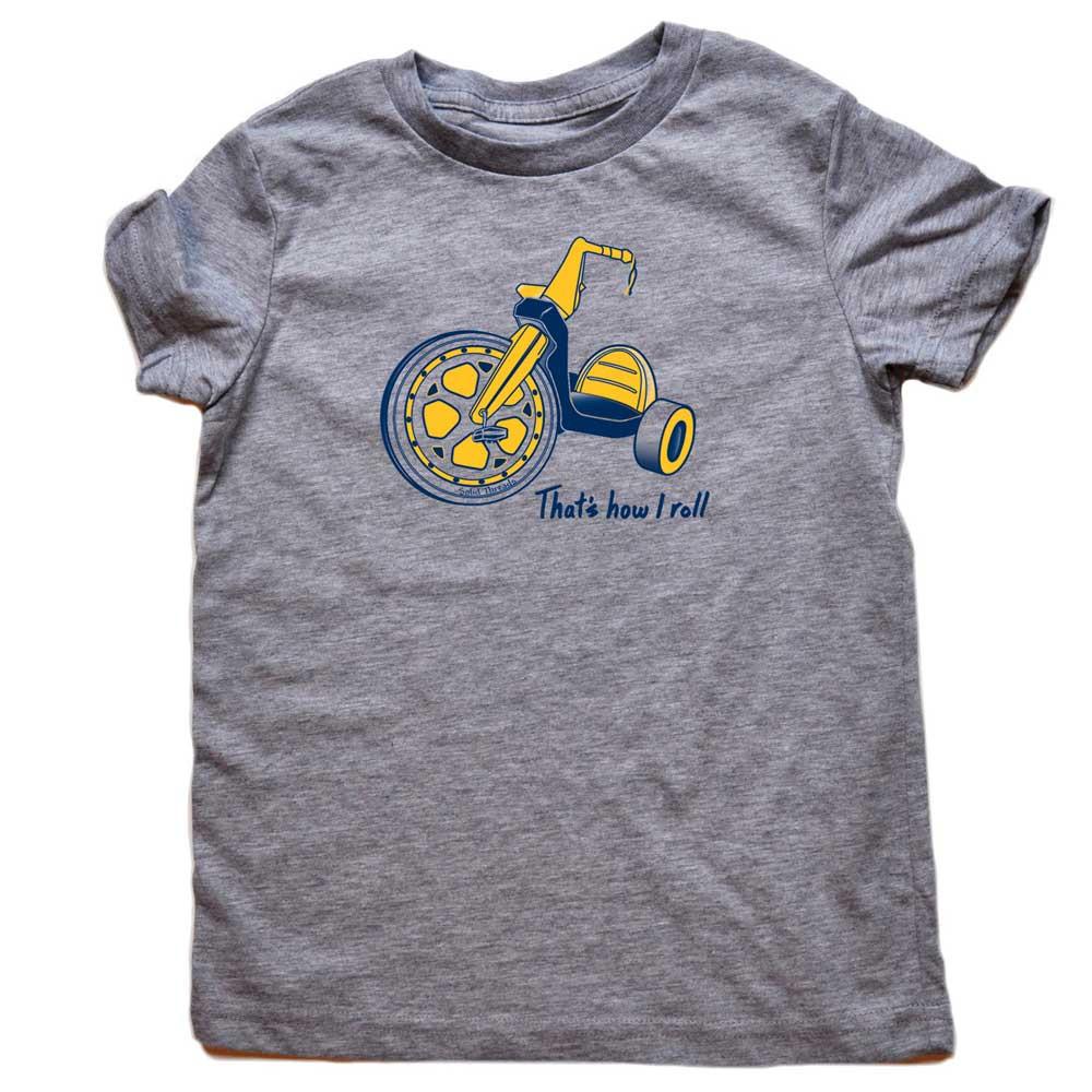 Kids That&#39;s How I Roll Funny Playground Graphic T-Shirt | Cute Bicycle Soft Tee | Solid Threads