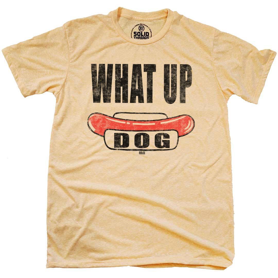 Men&#39;s What Up Dog Vintage Graphic T-Shirt | Funny Barbecue Triblend Tee | Solid Threads