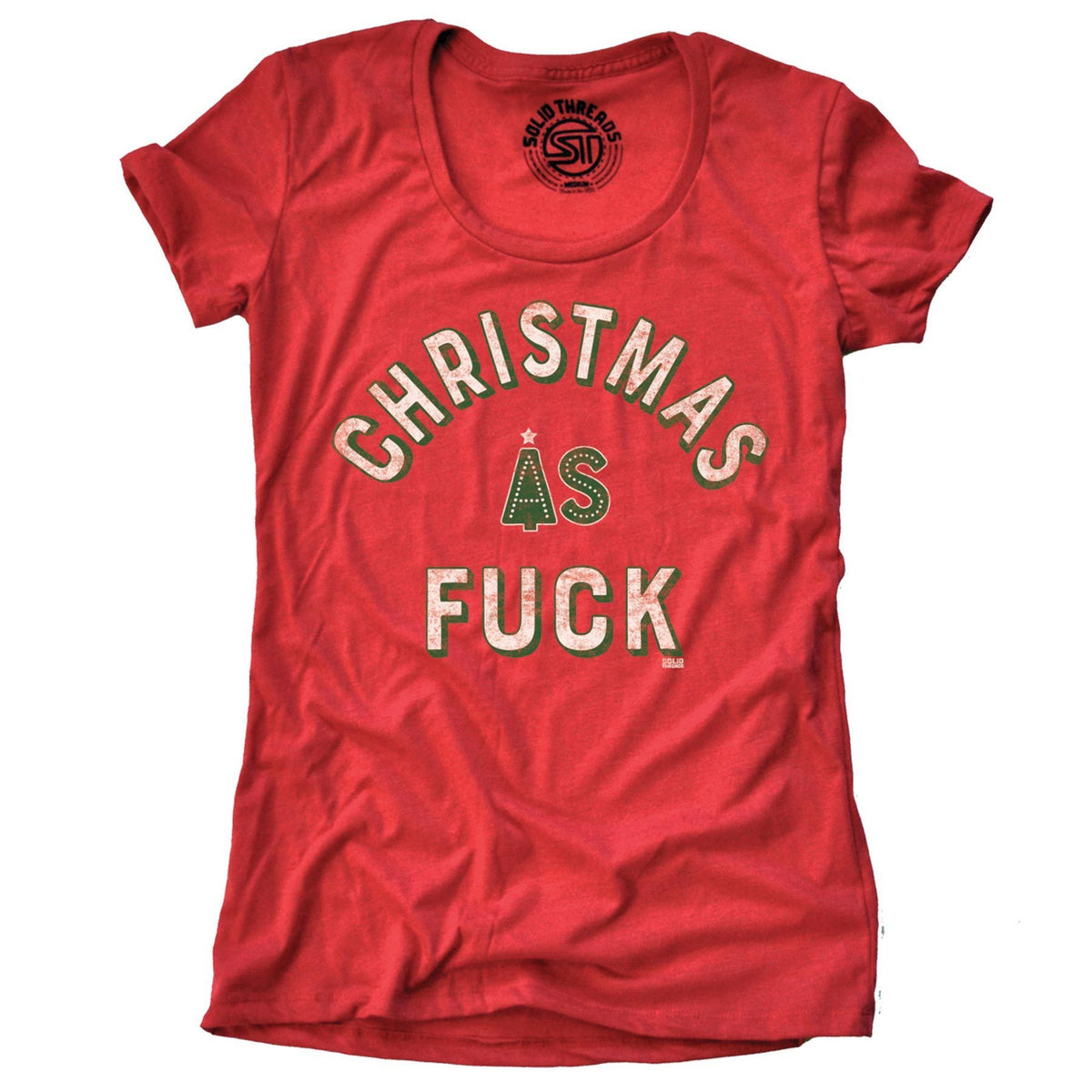Women&#39;s Christmas As Fuck Vintage Graphic T-Shirt | Funny Holiday Party Tee | Solid Threads