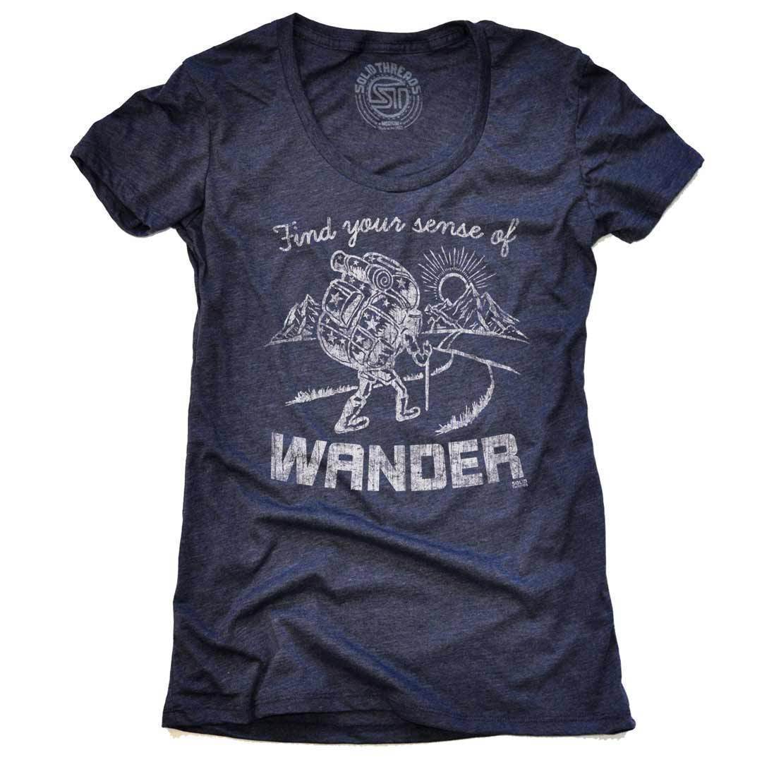 Women's Find Your Sense Of Wander Cool Graphic T-Shirt | Vintage Travel Tee | Solid Threads