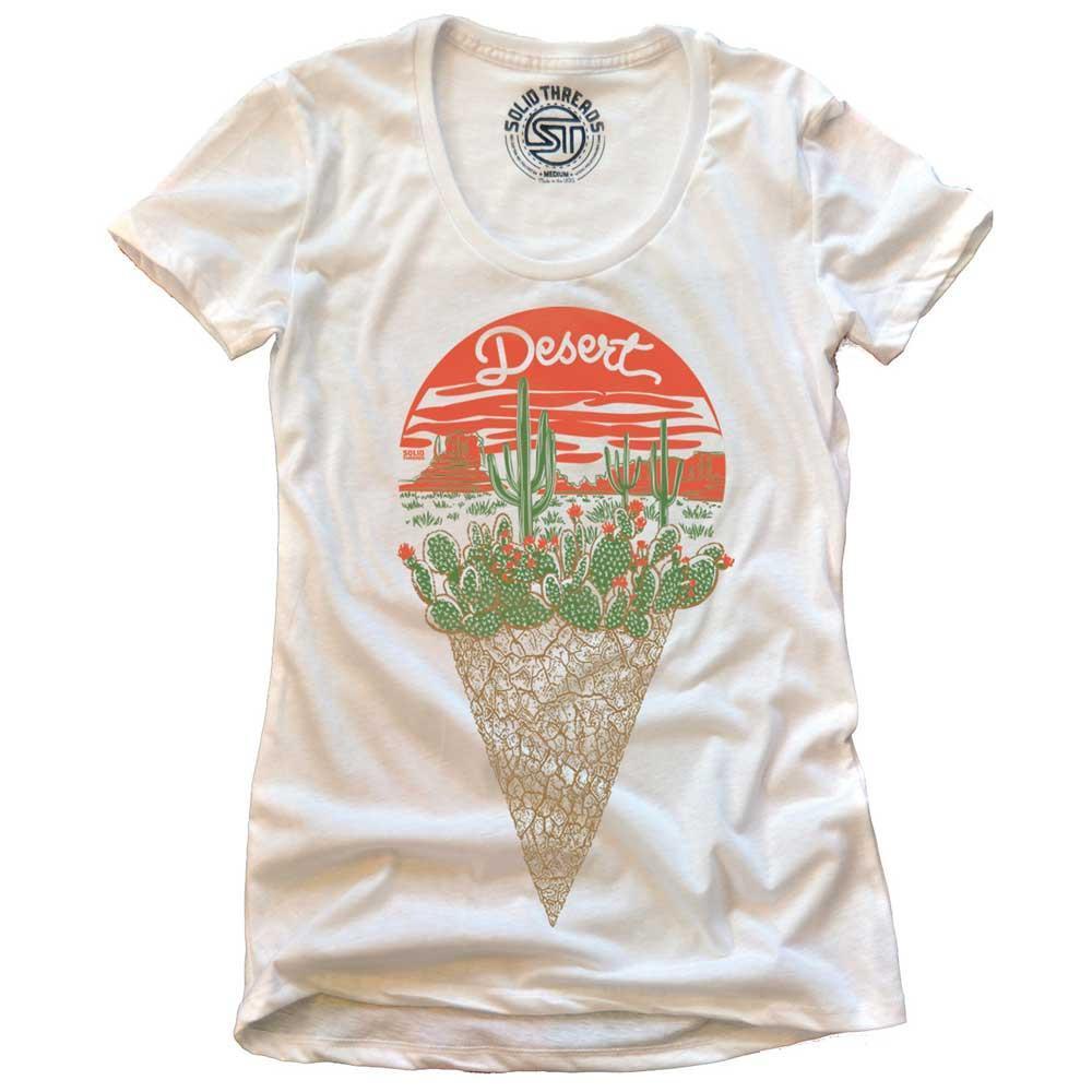 Women's Desert Dessert Cone Funny Graphic T-Shirt | Vintage Food Pun Soft Tee | Solid Threads