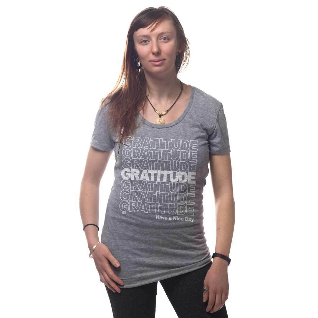 Women's Gratitude Vintage Happy Graphic Tee | Retro Get Well Soon T-shirt on Model | SOLID THREADS