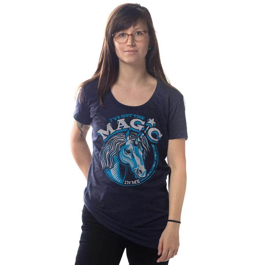 Women's I've Got The Magic In Me Cool Graphic Tee | Vintage Unicorn T-shirt on Model | SOLID THREADS