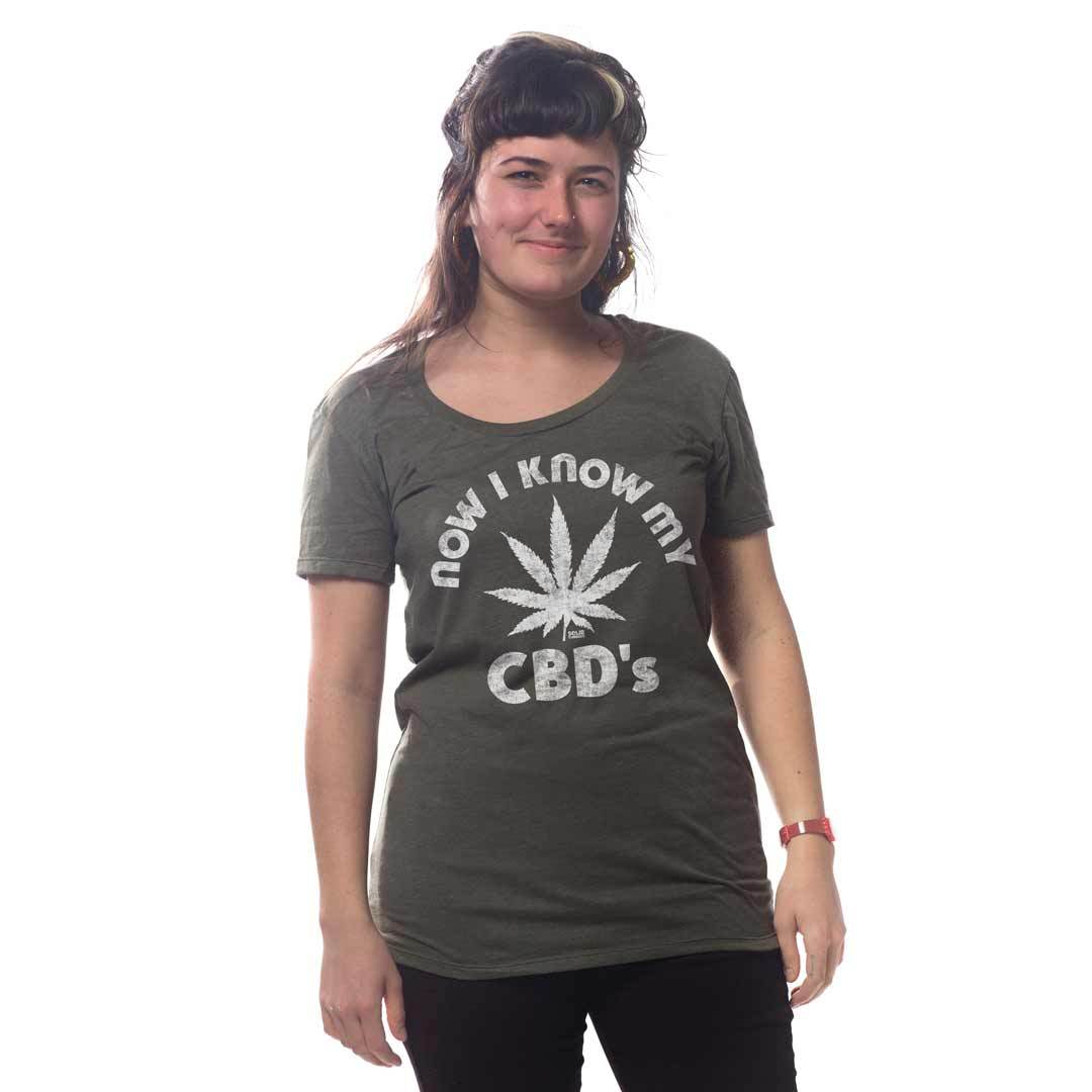 Women's Now I Know My CBD's Vintage Graphic Tee | Retro Marijuana T-shirt on Model | SOLID THREADS