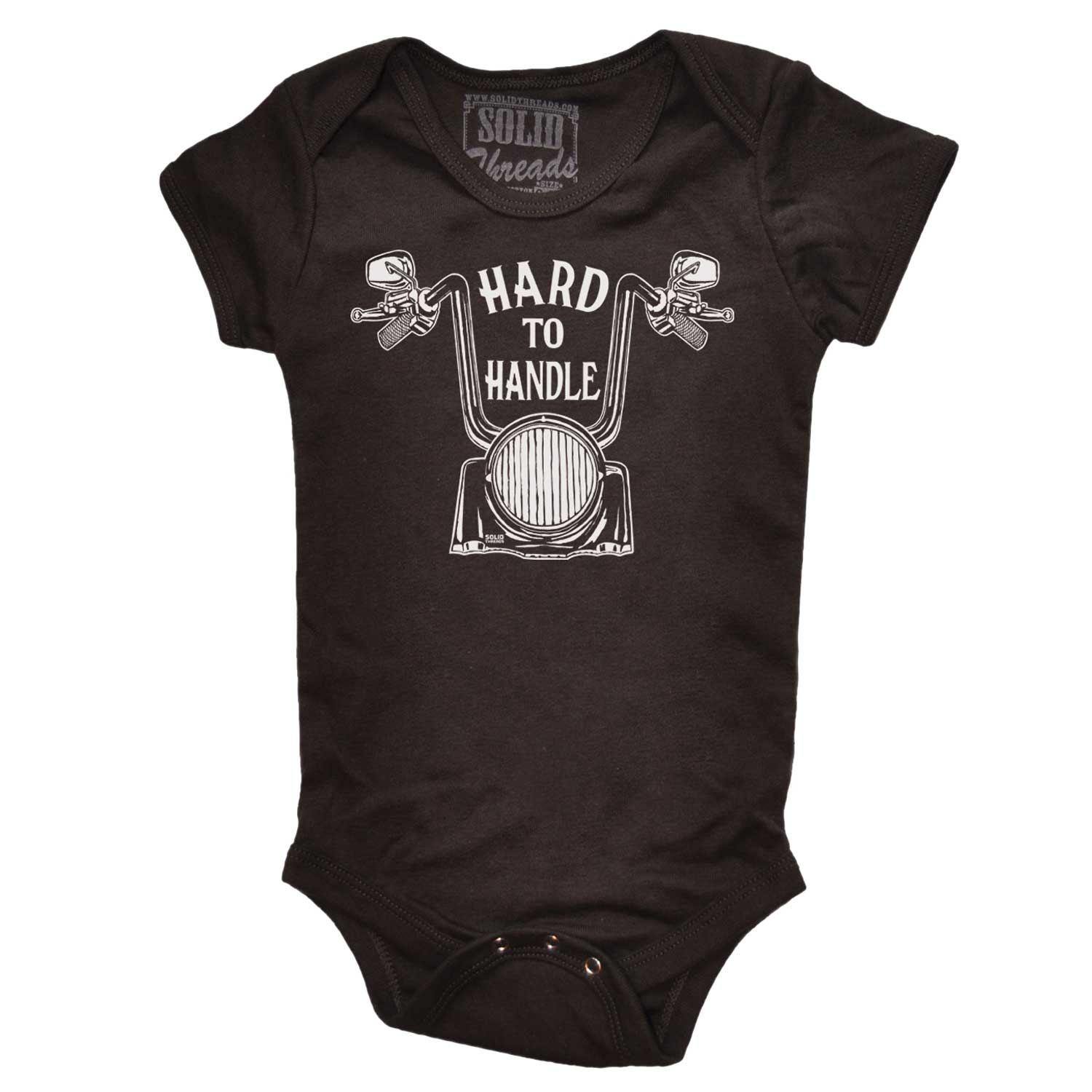 Baby Hard To Handle Cool Graphic One Piece | Cute Retro Bicycle Green Romper | Solid Threads