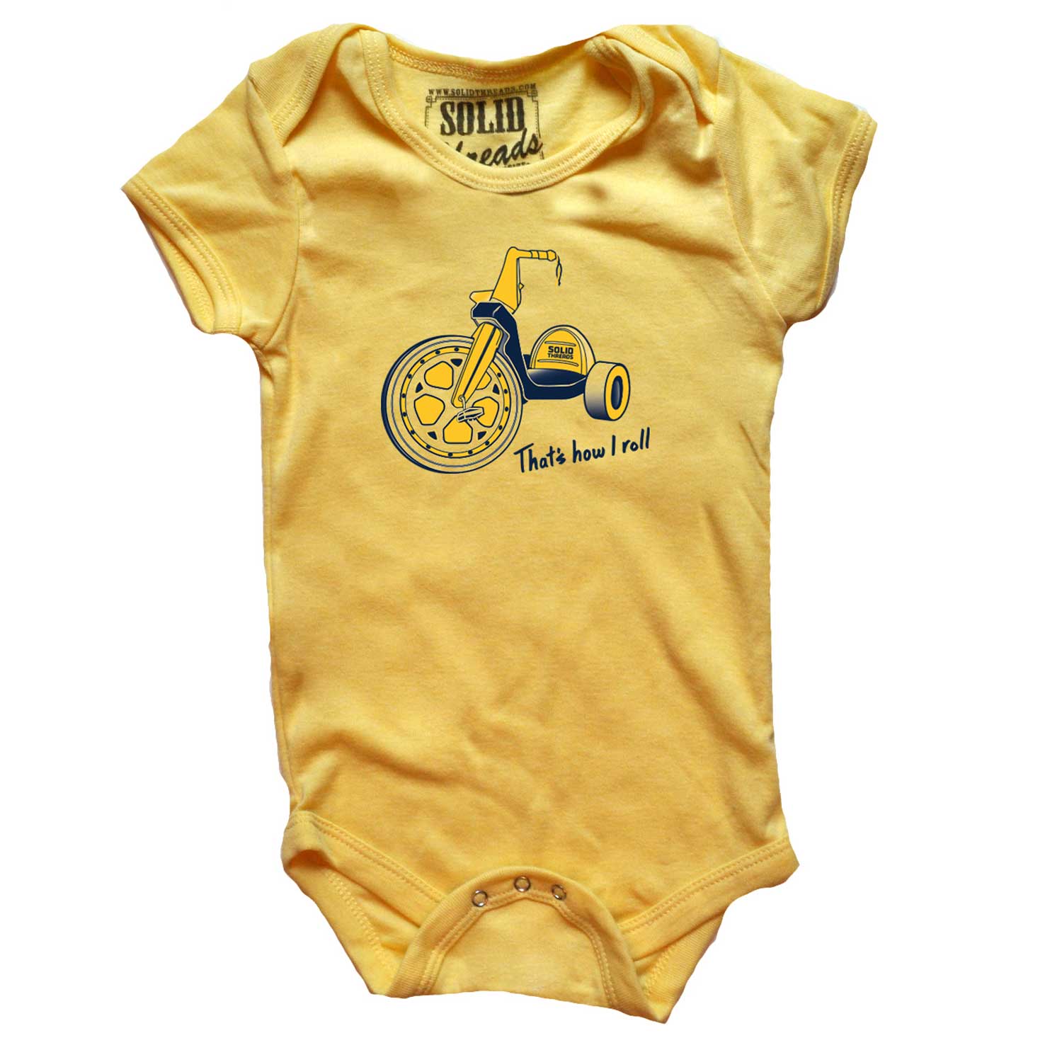 Baby That's How I Roll Funny Playground Graphic One Piece | Cute Bicycle Soft Romper | Solid Threads