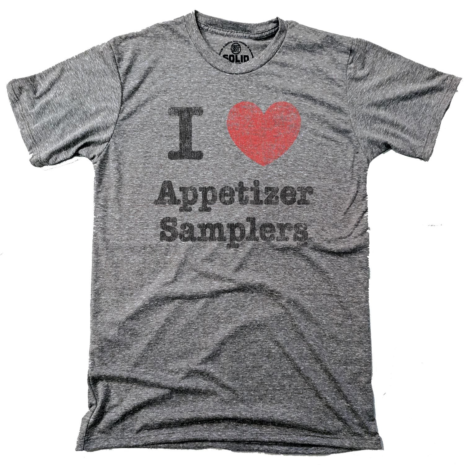 Men's I Heart Appetizer Samplers Vintage Graphic T-Shirt | Funny Foodie Tee | Solid Threads