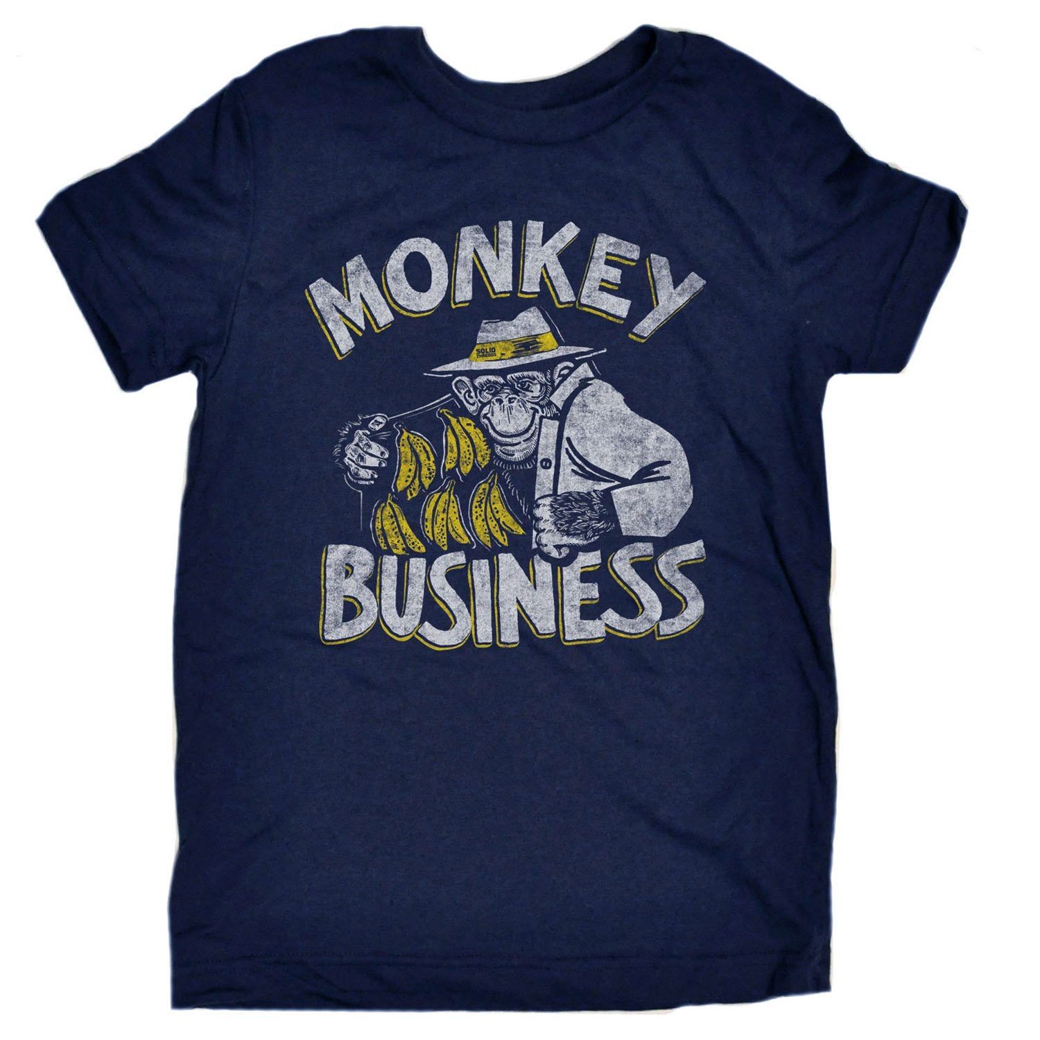 Kids Monkey Business Retro Silly Shenanigans Graphic T-Shirt | Funny Animal Tee | Solid Threads