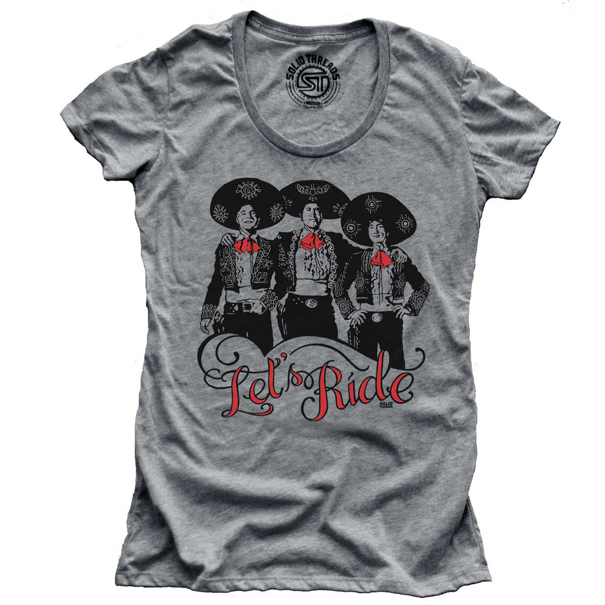 Women&#39;s Let&#39;s Ride Vintage Three Amigos Graphic Tee | Retro 80s Movie Soft T-Shirt | SOLID THREADS