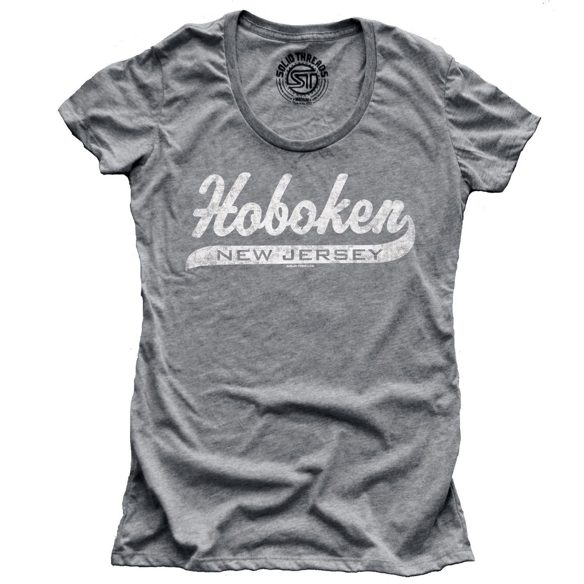 Women&#39;s Hoboken Script Cool Square Mile Graphic T-Shirt | Vintage New Jersey Tee | Solid Threads
