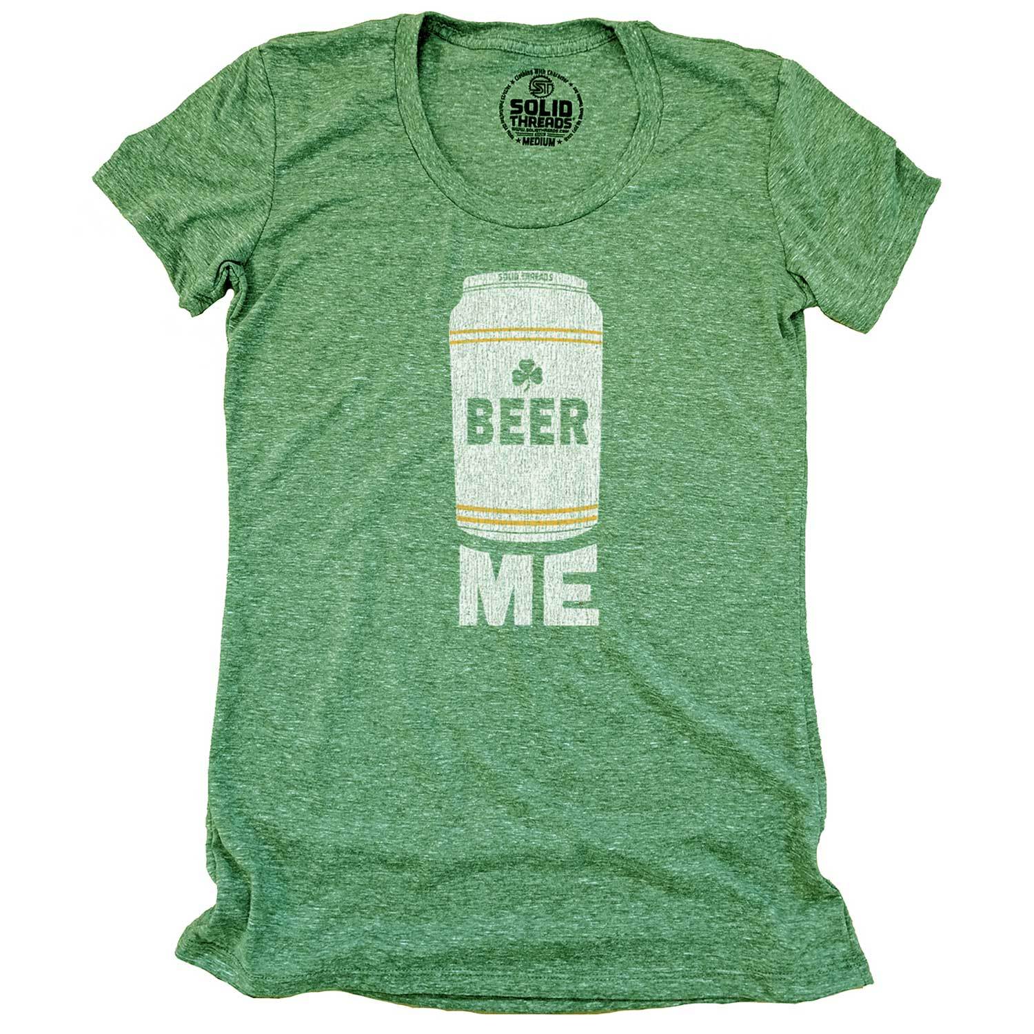 Women's Beer Me Vintage St Paddy's Day Graphic T-Shirt | Funny Drinking Tee | Solid Threads