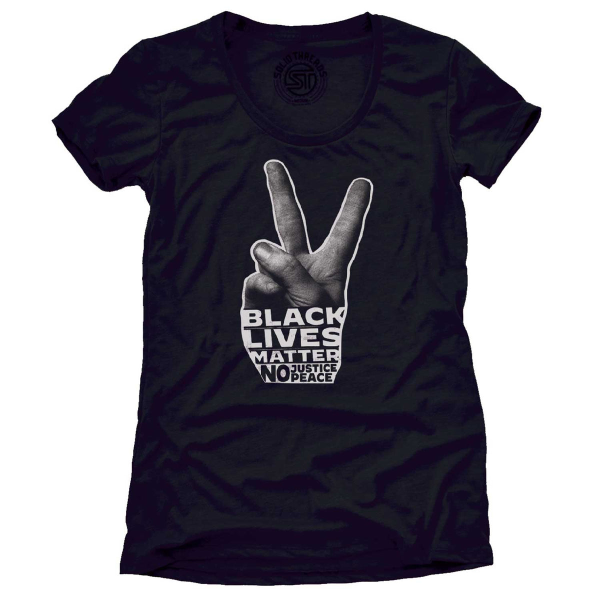 Women&#39;s Black Lives Matter Cool Peace Sign Graphic T-Shirt | Vintage Activist Tee | Solid Threads