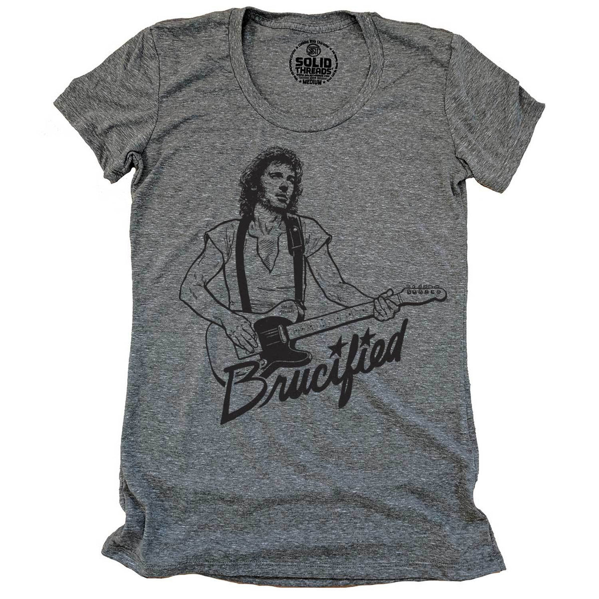 Women&#39;s Brucified Cool The Boss Graphic T-Shirt | Vintage Bruce Springsteen Tee | Solid Threads